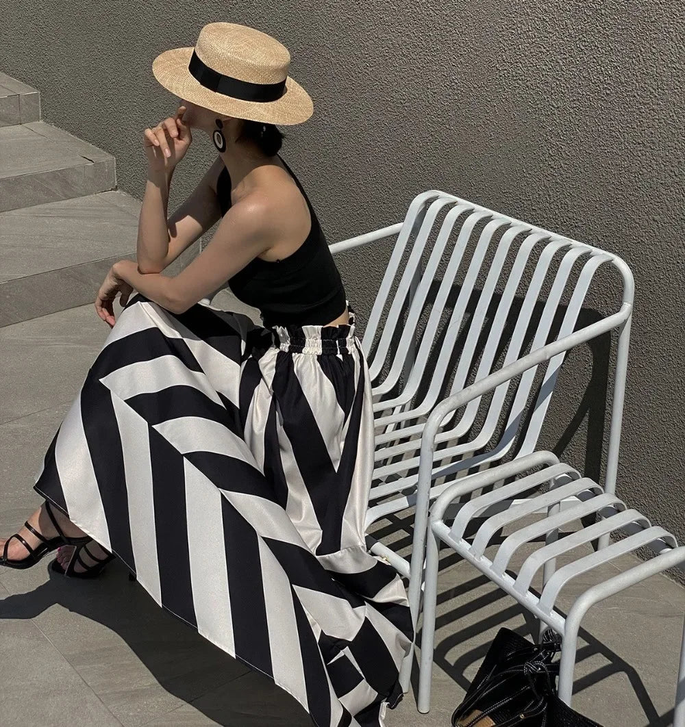 Vintage Striped Maxi Skirt