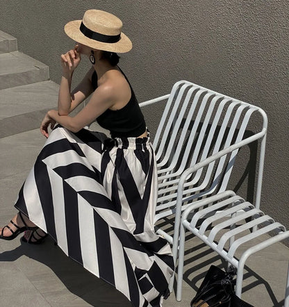 Vintage Striped Maxi Skirt