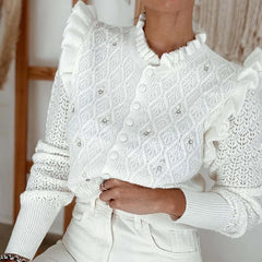 Wavy Trim Knit Cardigan