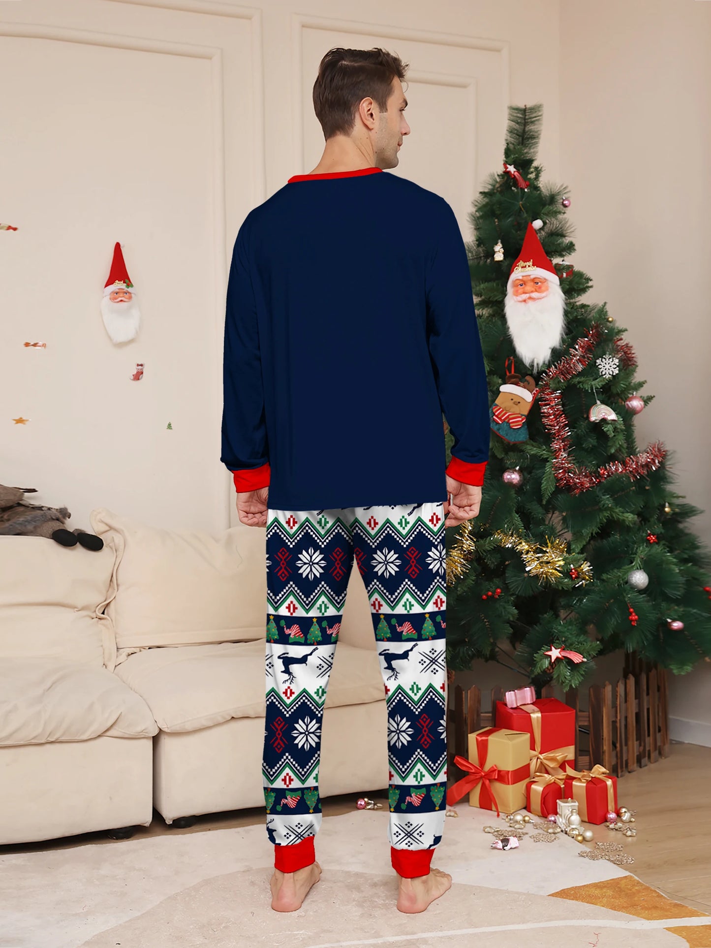 Reindeer & Christmas Tree Print Pajama Set