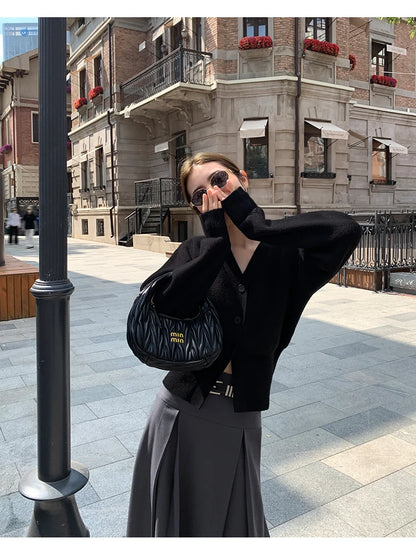 V-Neck Solid Knit Cardigan