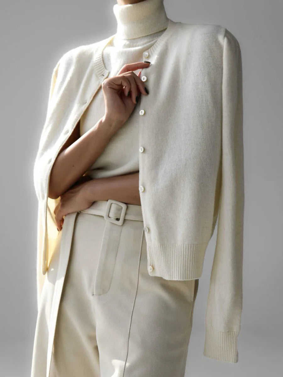 O-Neck Single-Breasted Knit Cardigan