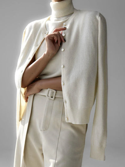 O-Neck Single-Breasted Knit Cardigan