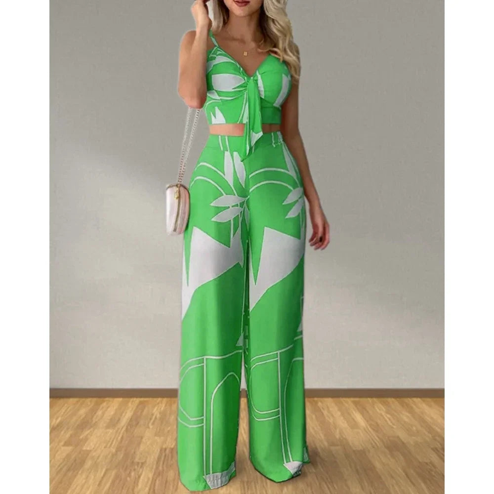 Tropical Print Cami Pants Set