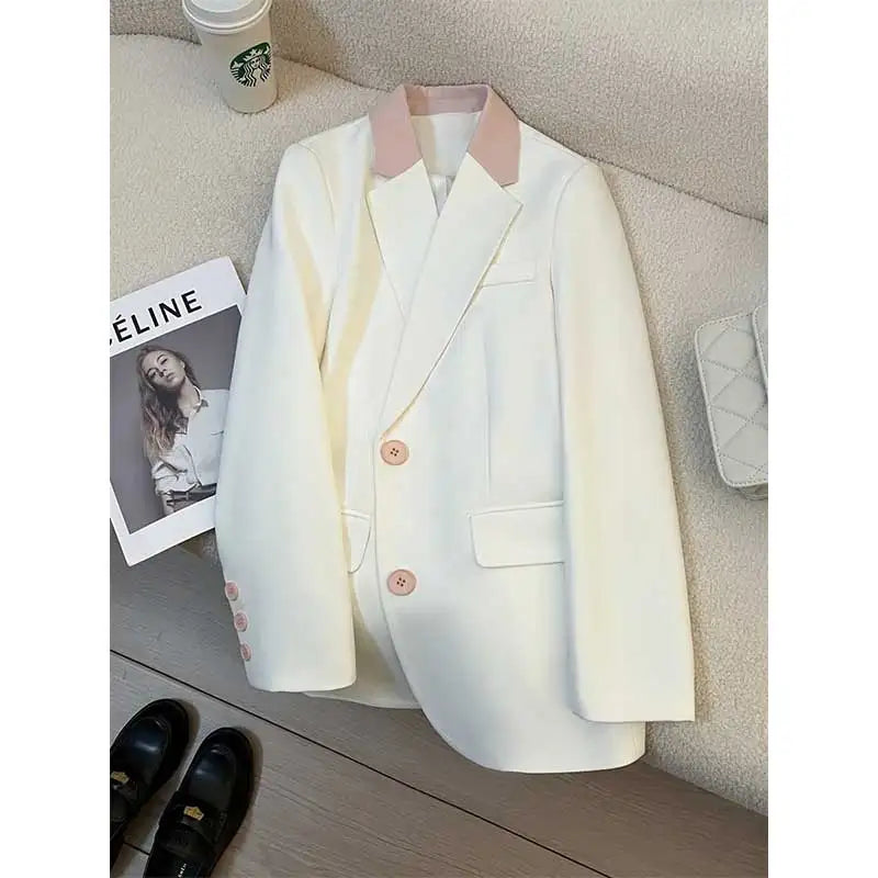 Color Blocking Button Coat