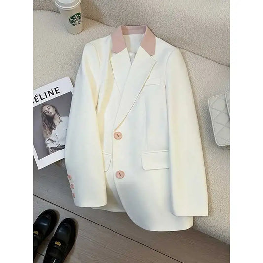 Color Blocking Button Coat