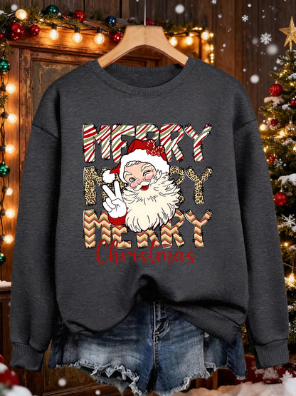 Santa Claus Print Christmas Sweatshirt