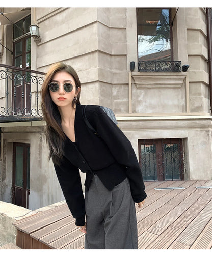 V-Neck Solid Knit Cardigan