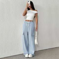 High Waist Striped Work Pants