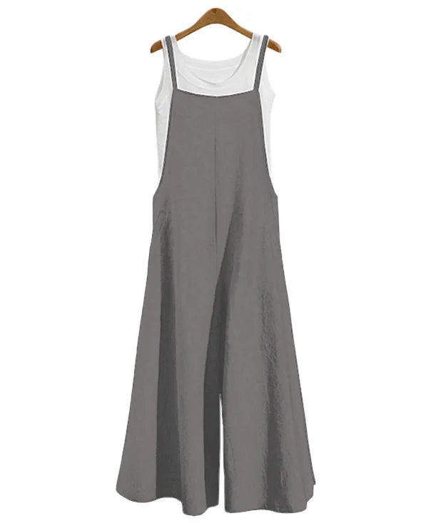 Cotton Linen Wide Leg Jumpsuit