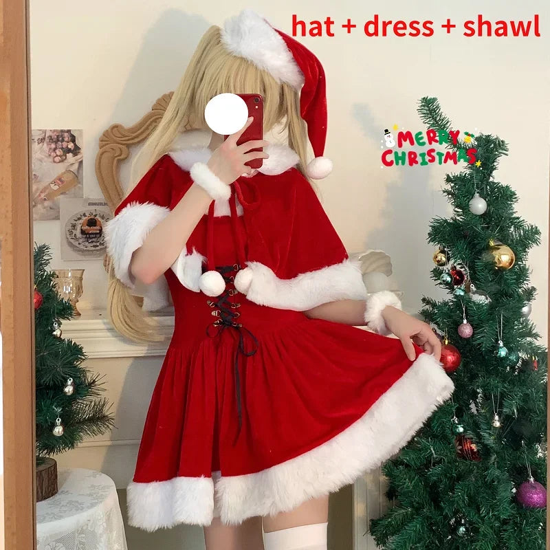 Plush Patchwork Mini Dress with Shawl