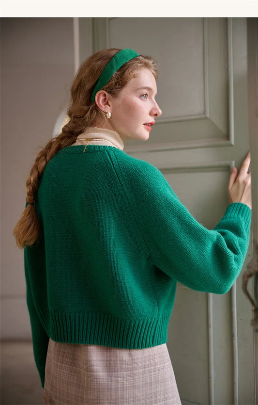 Solid O-Neck Knit Cardigan