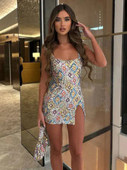 Sequin Square Neck Mini Dress