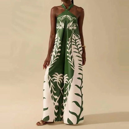 Off Shoulder Print Wide Leg Jumpsuit