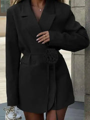 Lapel Long Sleeve Lace-up Blazer