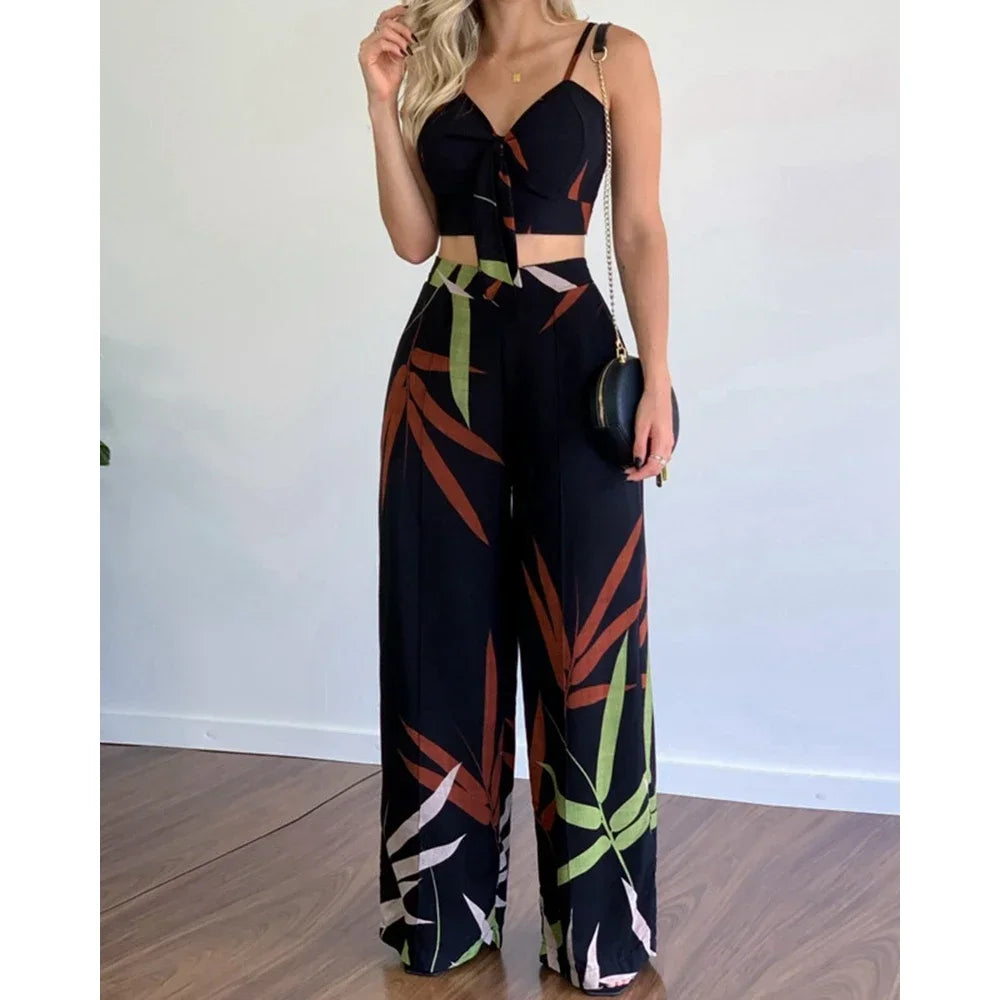 Tropical Print Cami Pants Set