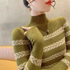 Striped Half Neck Knit Sweater