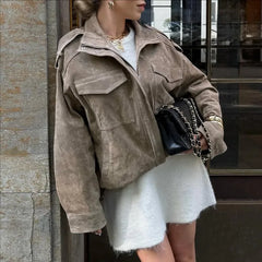 Vintage Suede Bomber Jacket