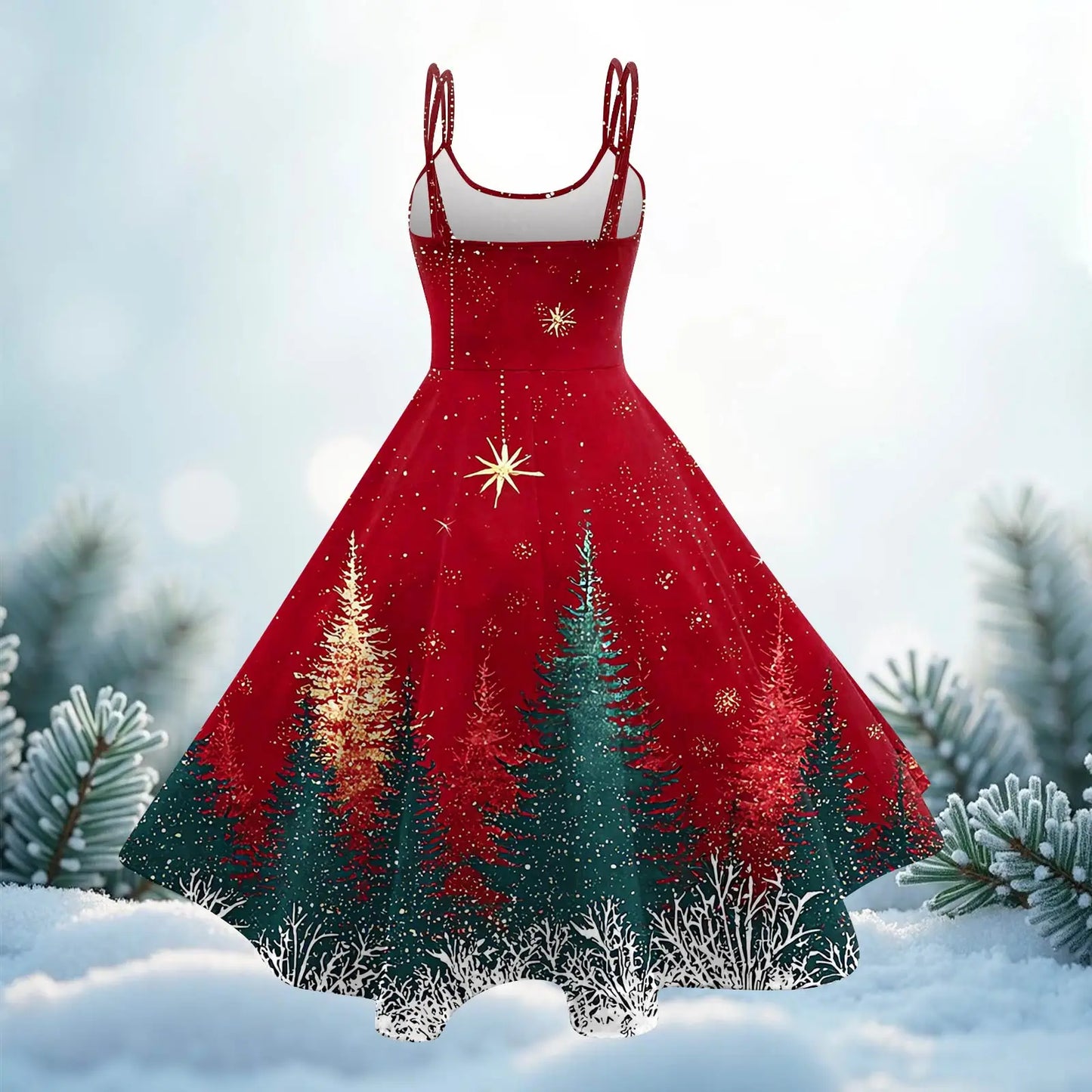 Forest Print Swing Slip Dress