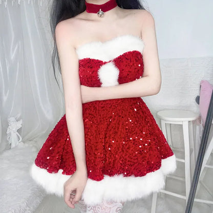 Off-Shoulder Santa Dress
