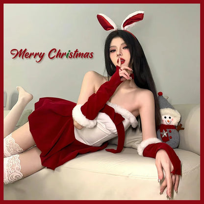 Velvet Red Bunny Christmas Dress