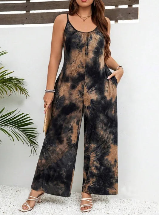 Printed Strap Casual Jumpsuit
