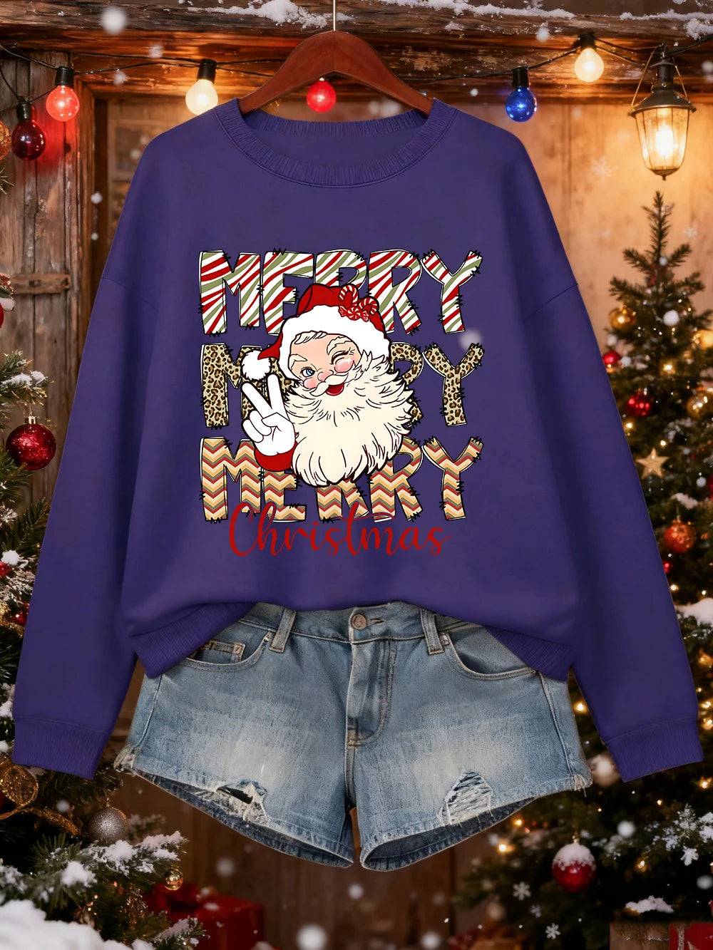 Santa Claus Print Christmas Sweatshirt