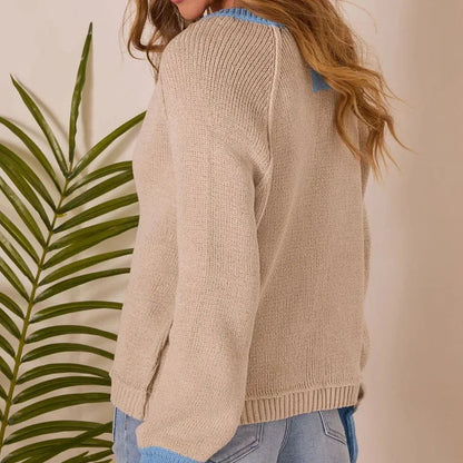 Patchwork O-Neck Knit Cardigan