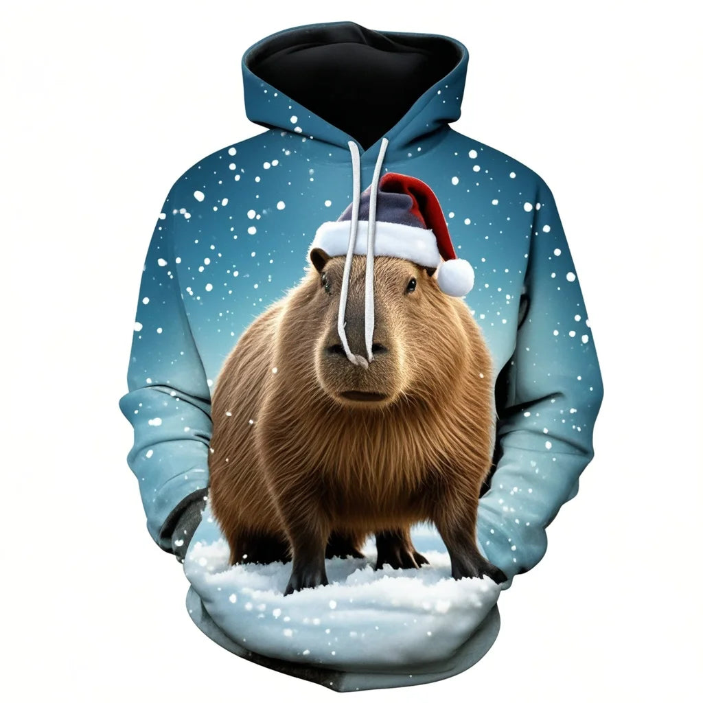 Capybara Print 3D Hoodie for Men
