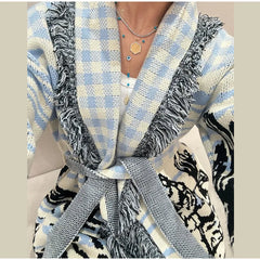 Shawl Collar Paisley Fringe Cardigan