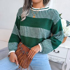 Contrast Color Striped Knit Sweater