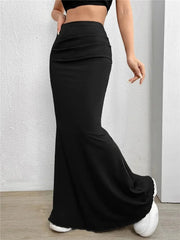 Black Ruched Bodycon Skirt