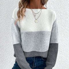 Contrast Color Round Neck Sweater