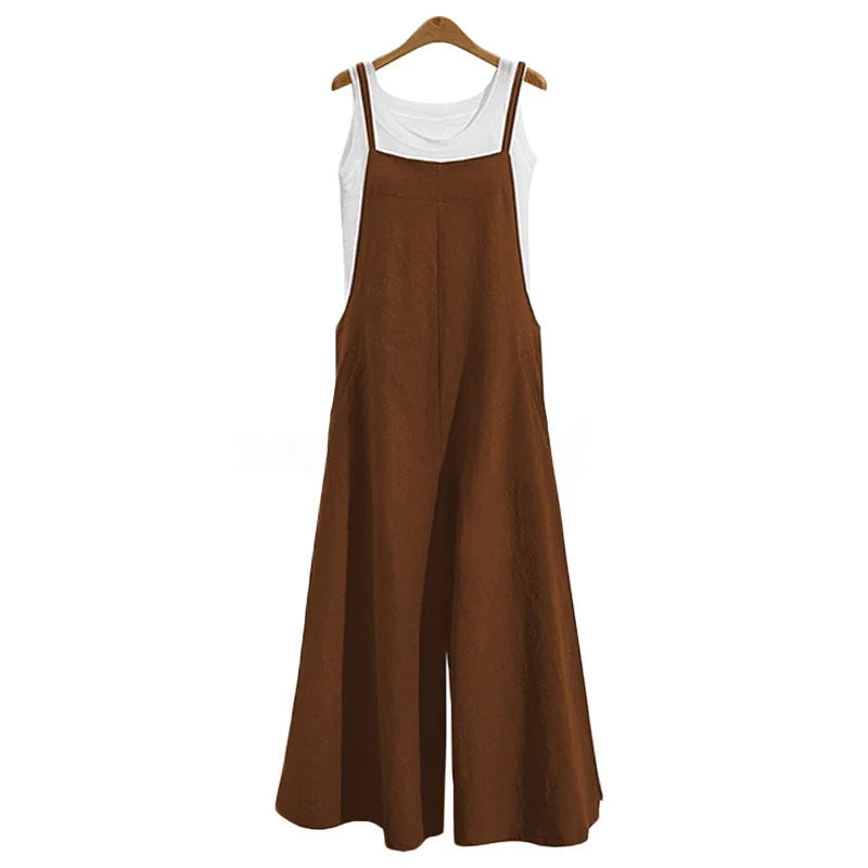 Cotton Linen Wide Leg Jumpsuit