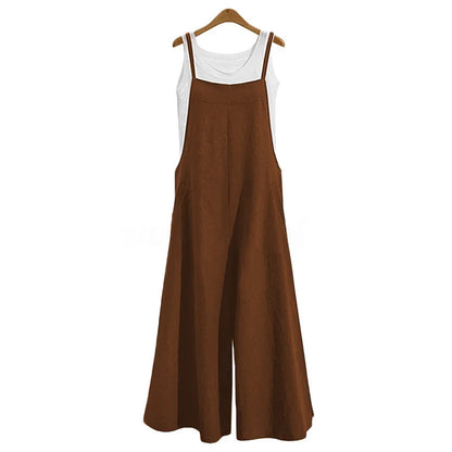 Cotton Linen Wide Leg Jumpsuit