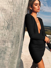Deep V-Back Bodycon Mini Dress