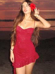 Sequin Tassel Ruffle Bodycon Dress