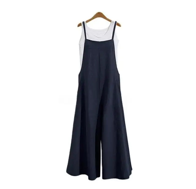 Cotton Linen Wide Leg Jumpsuit