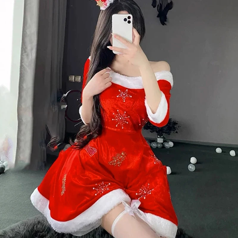 Santa Cosplay Mini Skirt Set