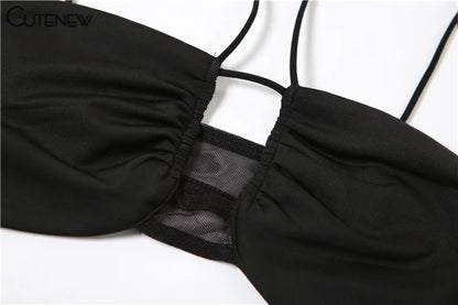 Mesh Spaghetti Strap Jumpsuit