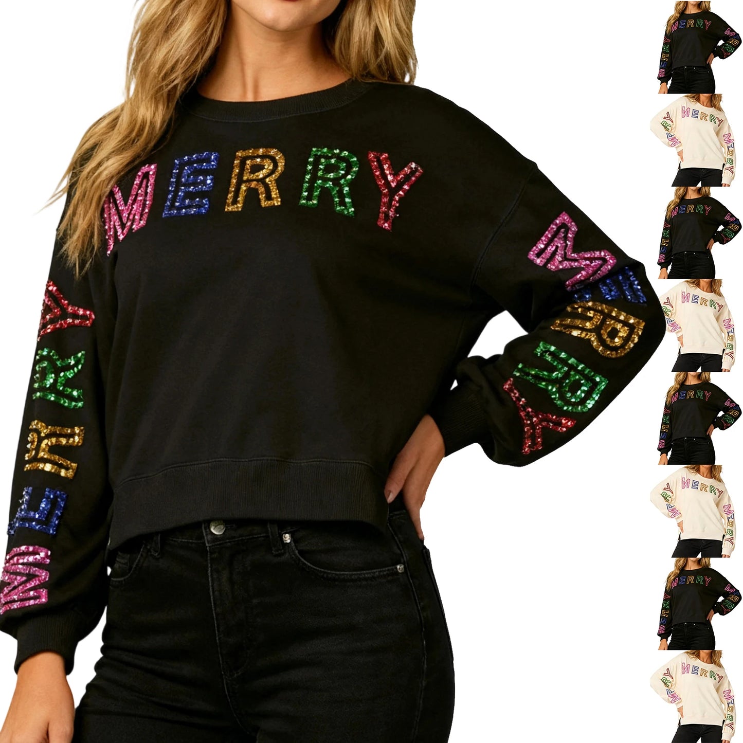 Women’s Loose Christmas Glitter Sweatshirt