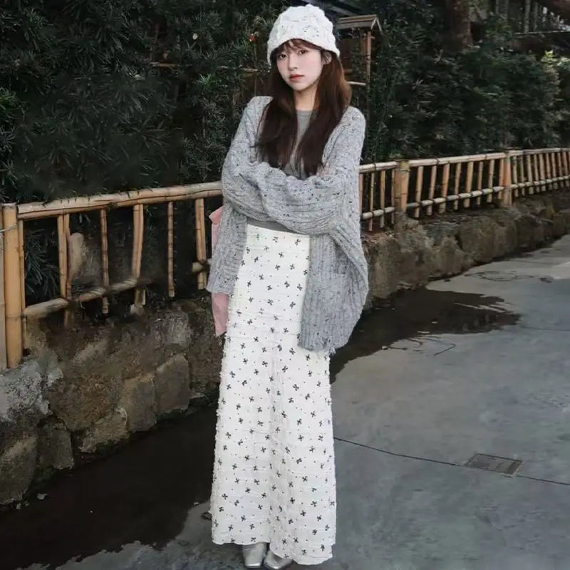 Floral Print Lace Crochet Mermaid Skirt