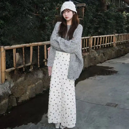 Floral Print Lace Crochet Mermaid Skirt