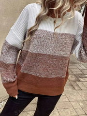 Striped O-Neck Knit Sweater
