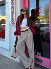 Red Oversized Leather Jacket