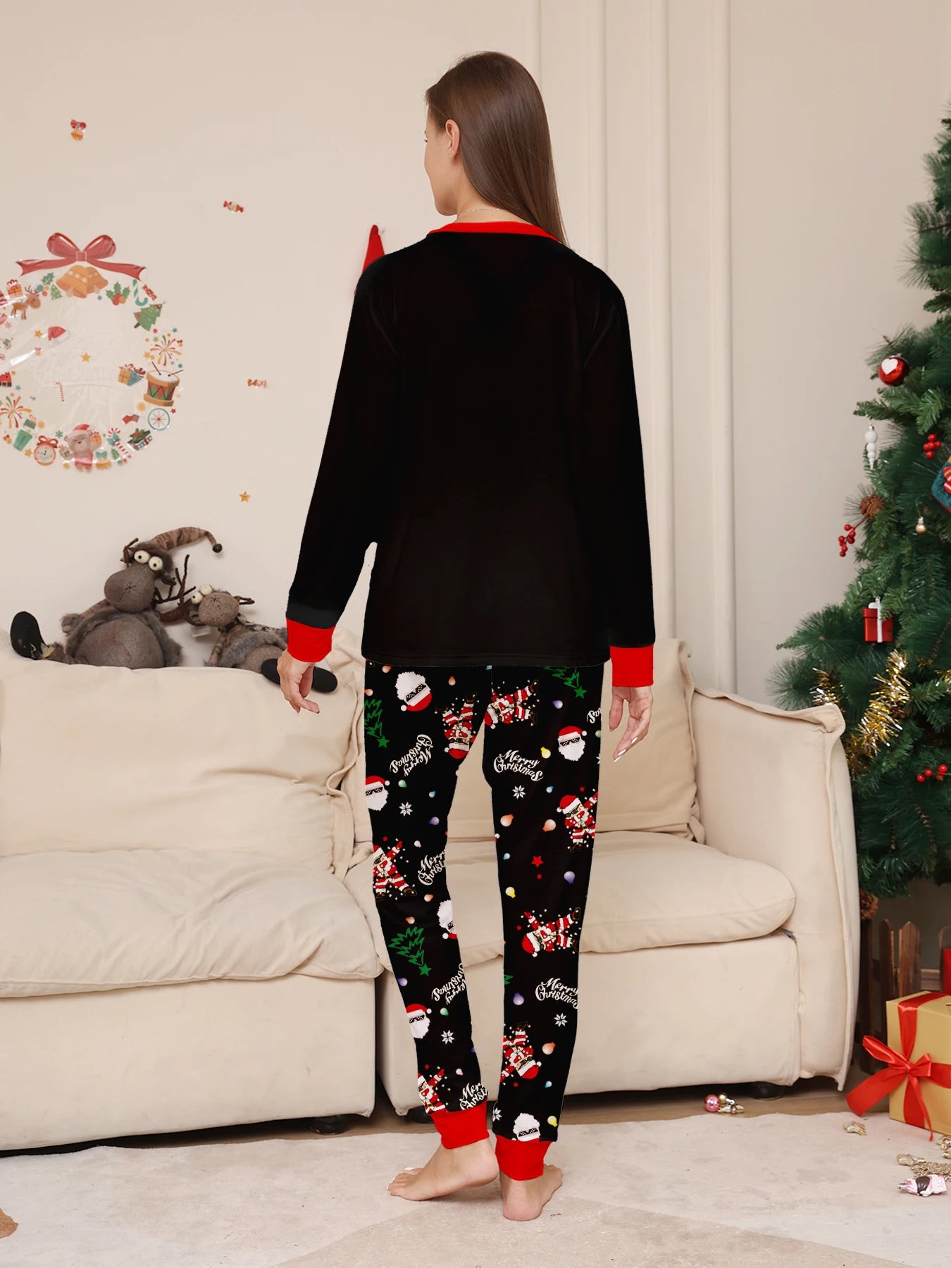 Dabbing Santa Print Pajama Set
