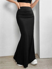 Black Ruched Bodycon Skirt