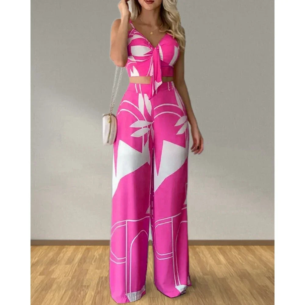 Tropical Print Cami Pants Set