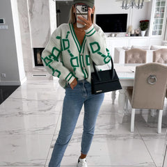 Women’s Jacquard Knit V-Neck Cardigan