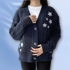 Star Embroidered Knit Cardigan